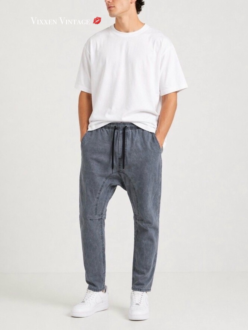 SOCIAL CULTURE UNISEX DROP CROTCH JOGGER SWEATPANTS IN CHARCOAL